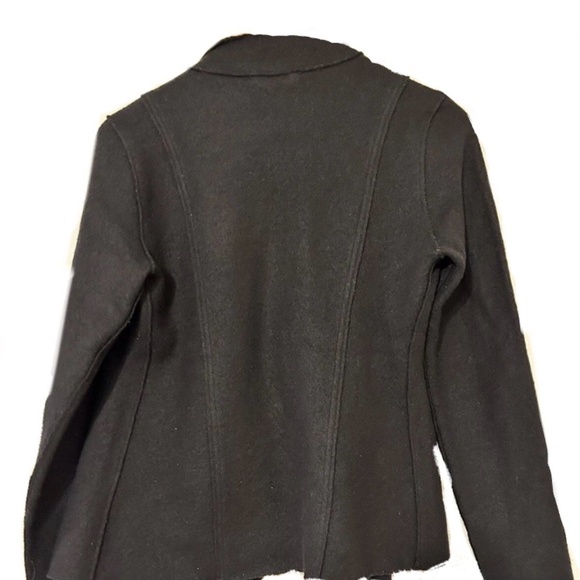 Eileen Fisher Women's 100% Wool Sweater Plus 2X Black Wrap Leather Trim EUC - Picture 5 of 5